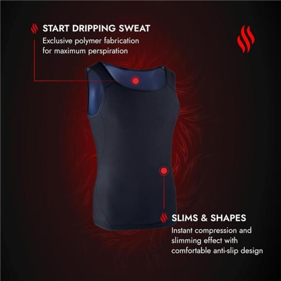 Sweat Shaper Men’s Premium Slimming Shapewear Workout Sauna Tank Top Vest - Picture 5 of 7